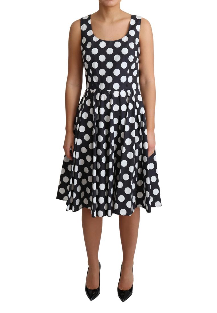 Dolce & Gabbana Blue Polka Dotted Cotton A-Line Dress