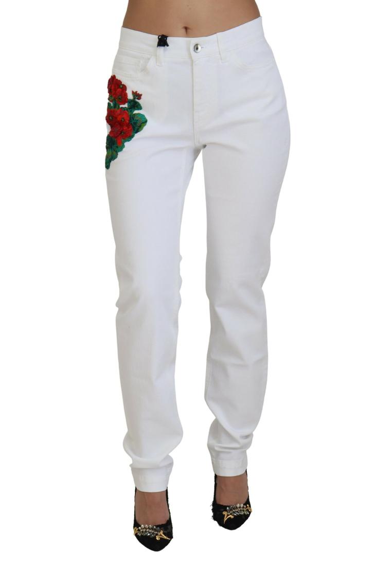 Dolce & Gabbana Floral Embroidery Skinny Denim Jeans