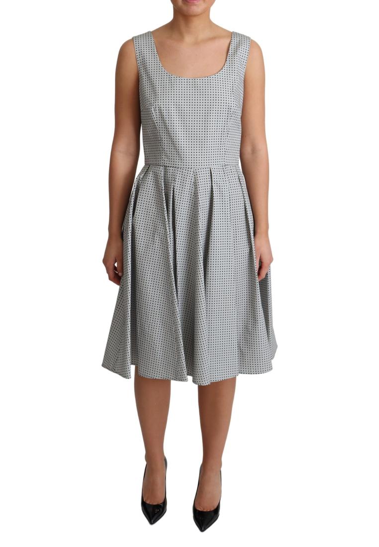 Dolce & Gabbana Gray Polka Dotted Cotton A-Line Dress