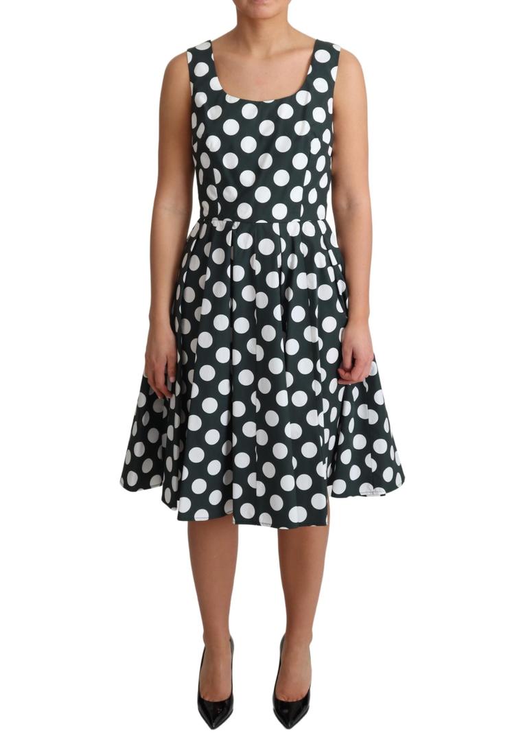 Dolce & Gabbana Green Polka Dotted Cotton A-Line Dress