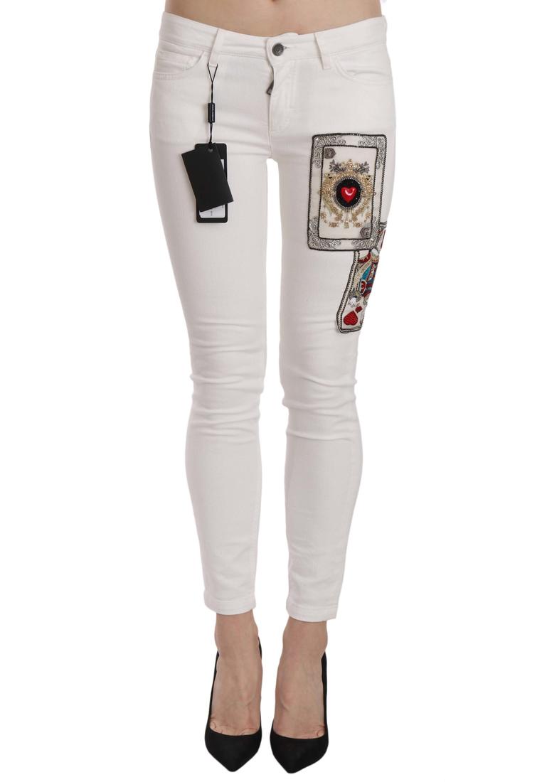 Dolce & Gabbana Crystal Embroidered Skinny Jeans