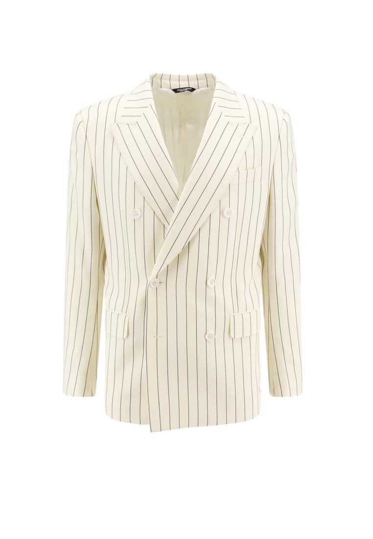 Dolce & Gabbana Wool and silk blazer with striped motif - DOLCE & GABBANA - White
