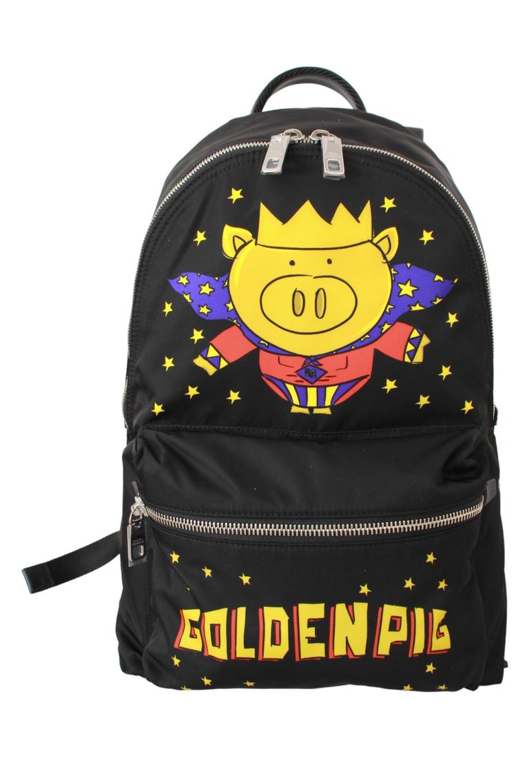 Dolce & Gabbana Mens Bag with Golden Pig of the Year Motive Print