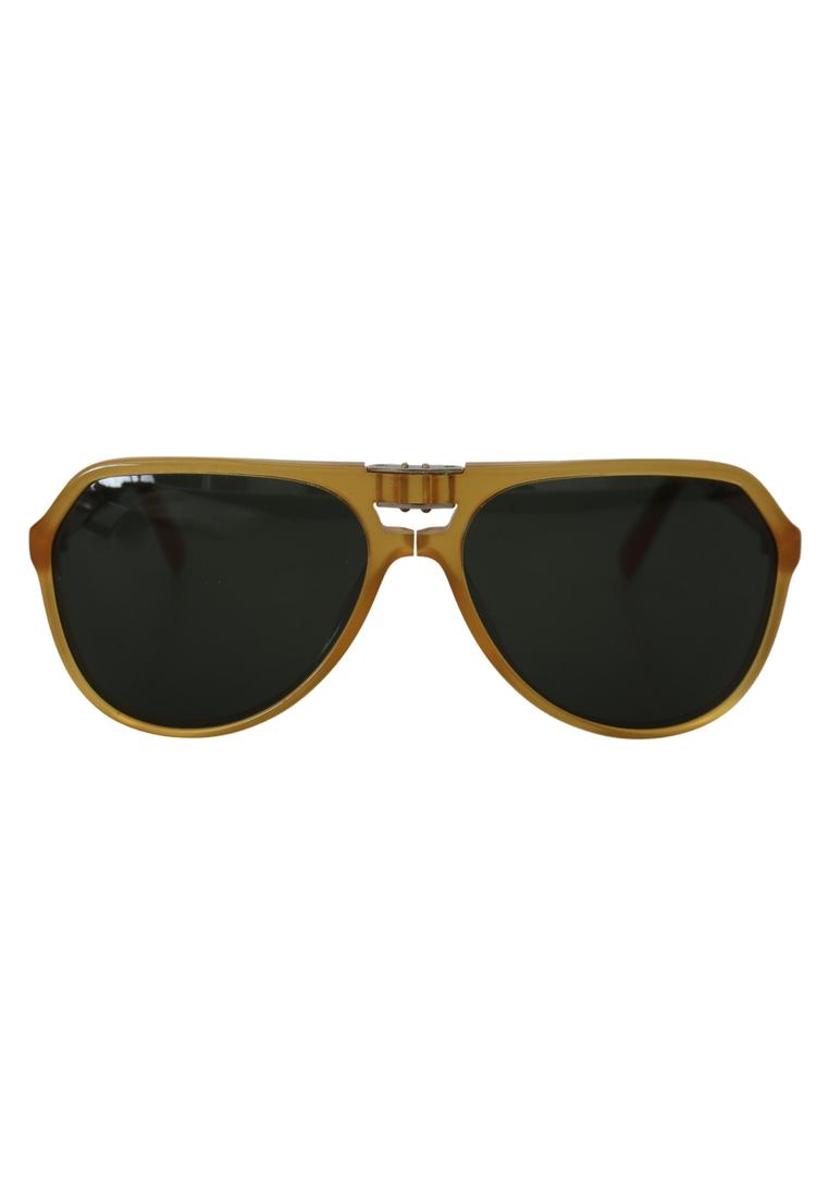 Dolce & Gabbana Aviator Sunglasses DG4196 - Yellow Acetate Frame Black Lens