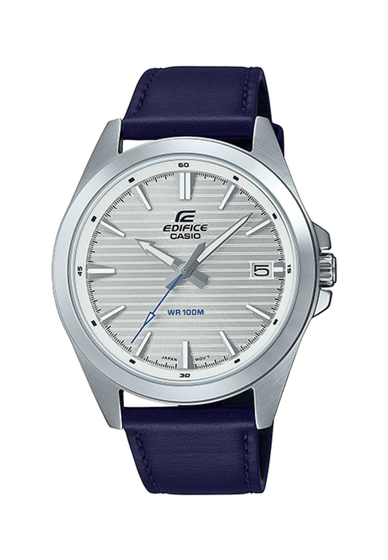 EDIFICE Men's Analog Watch EFV-140L-7AV Blue Genuine Leather Band Watch for Men (PP-01)