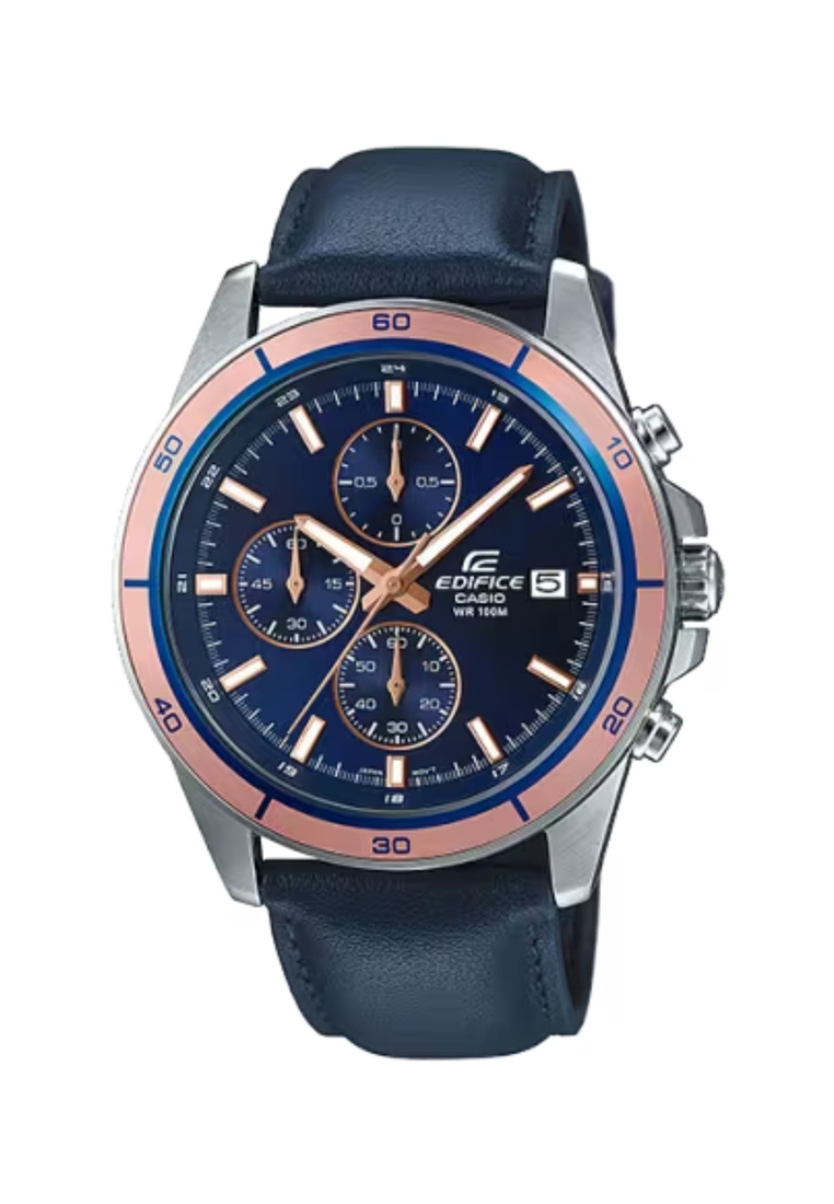 EDIFICE EFR-526L-2AV Men's Chronograph Watch with Blue Genuine Leather Band (PP-01)