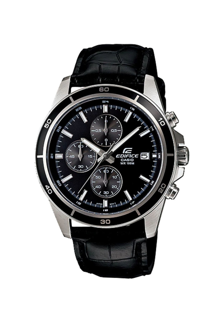 Edifice Men's Chronograph Watch EFR-526L-1AV Black Genuine Leather Band Man Watch