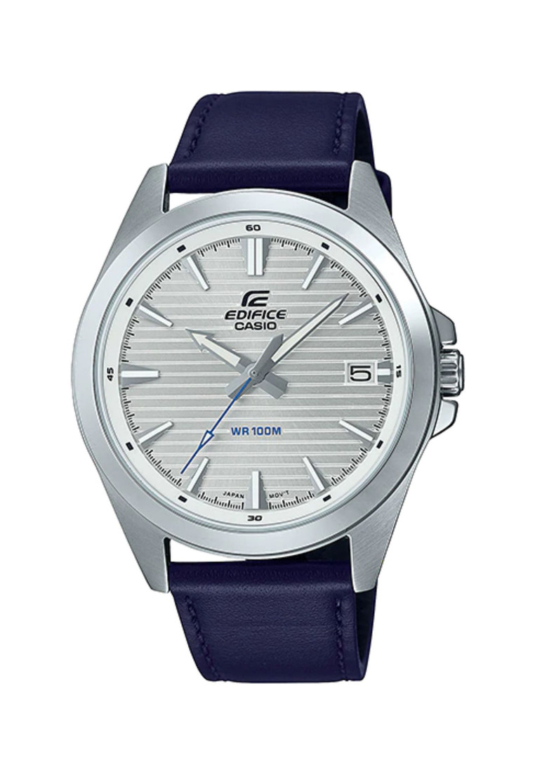 Edifice Men's Analog Watch EFV-140L-7AV Blue Genuine Leather Band Watch for Men