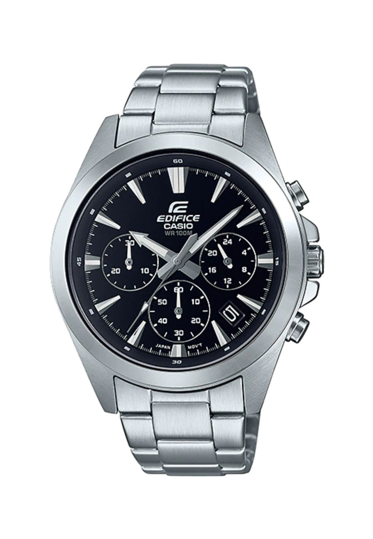 EDIFICE Edifice Men's Chronograph Watch EFV-630D-1AV Black dial with Silver Stainless Steel Watch For Men