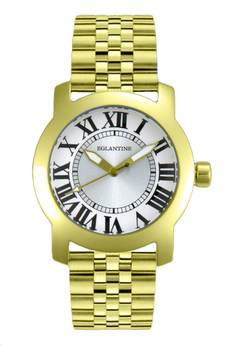 EGLANTINE® Emile 鍍金鋼手鍊上的中性鍍金鋼石英手錶