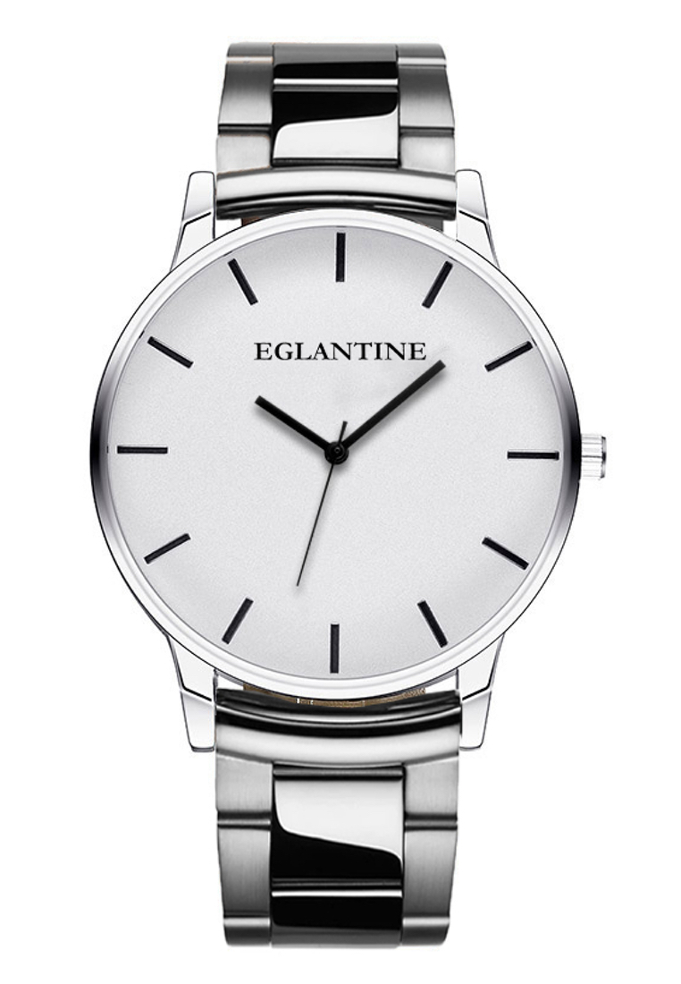 EGLANTINE® Helsinki 銀合金石英手錶，極簡北歐設計，鋼錶鍊