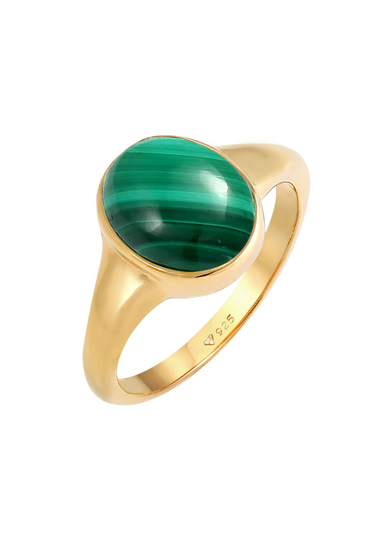 ELLI GERMANY 戒指戒指典雅綠色孔雀石鍍金
