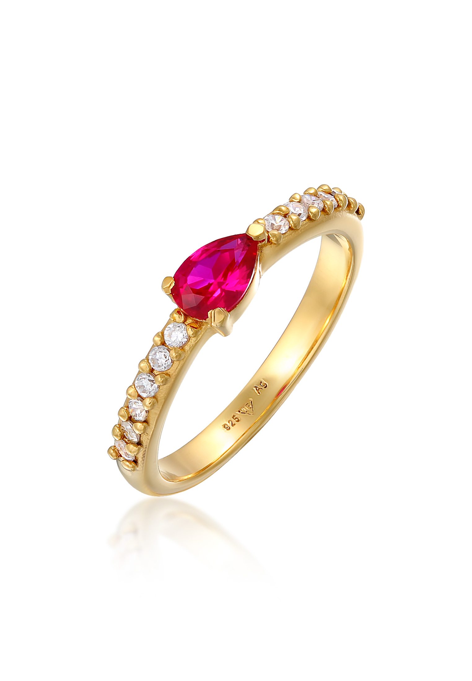 ELLI GERMANY 環形形狀優雅的合成紅寶石鋯石晶體鍍金