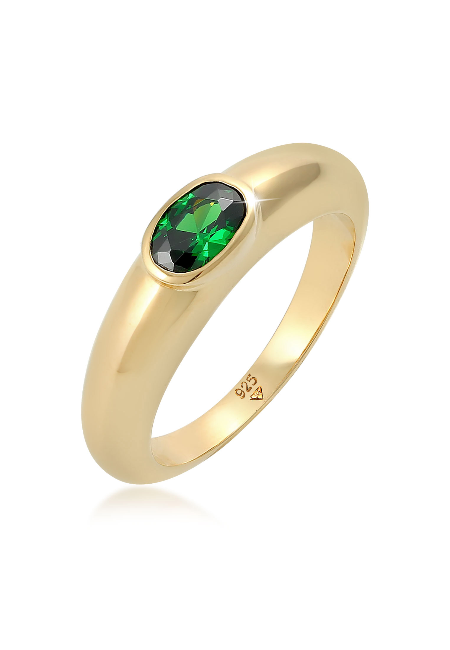 ELLI GERMANY 環形環形紙牌橢圓形綠色鋯石水晶金鍍金