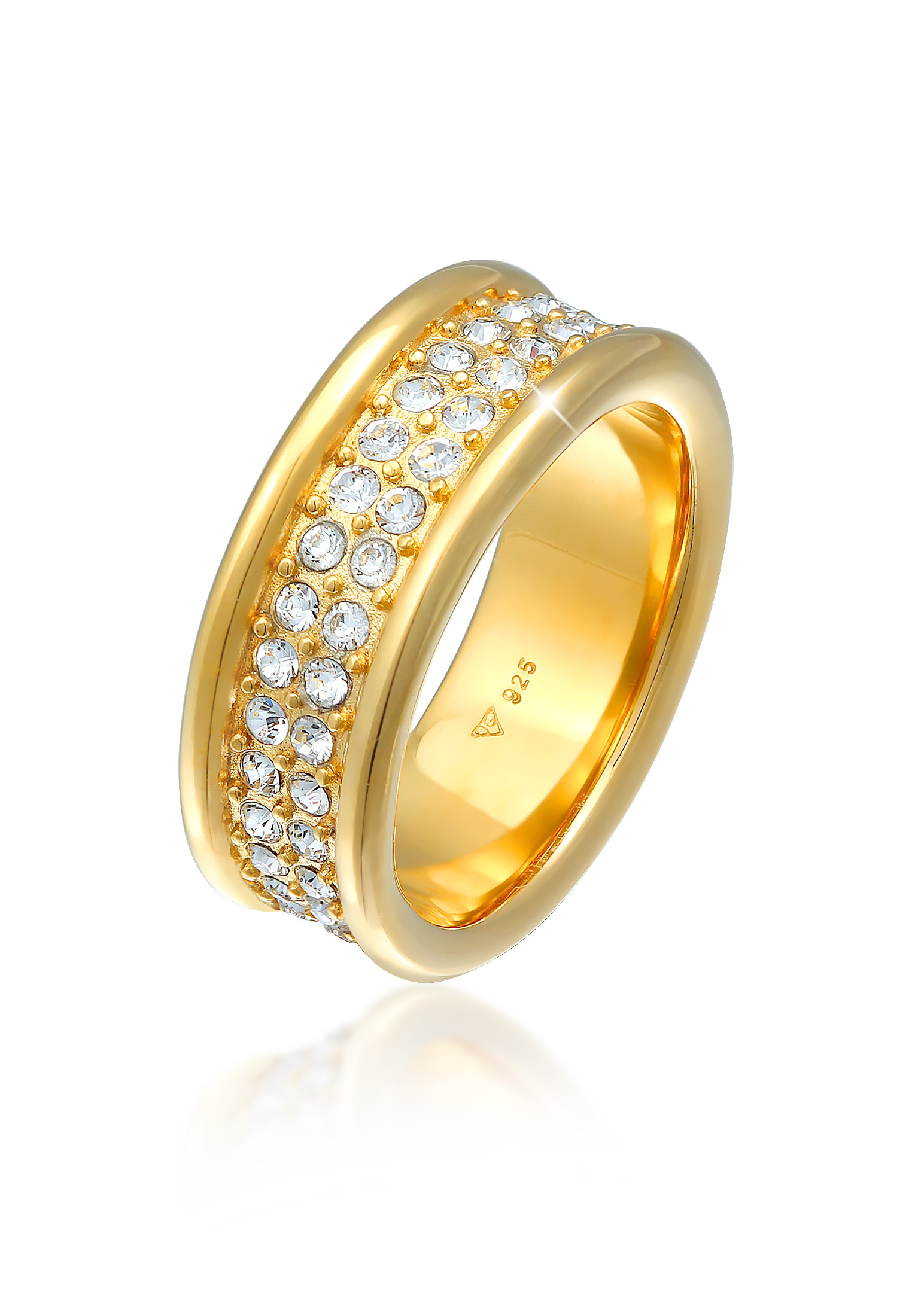 ELLI GERMANY 環帶戒指優雅的閃閃發光晶體鍍金