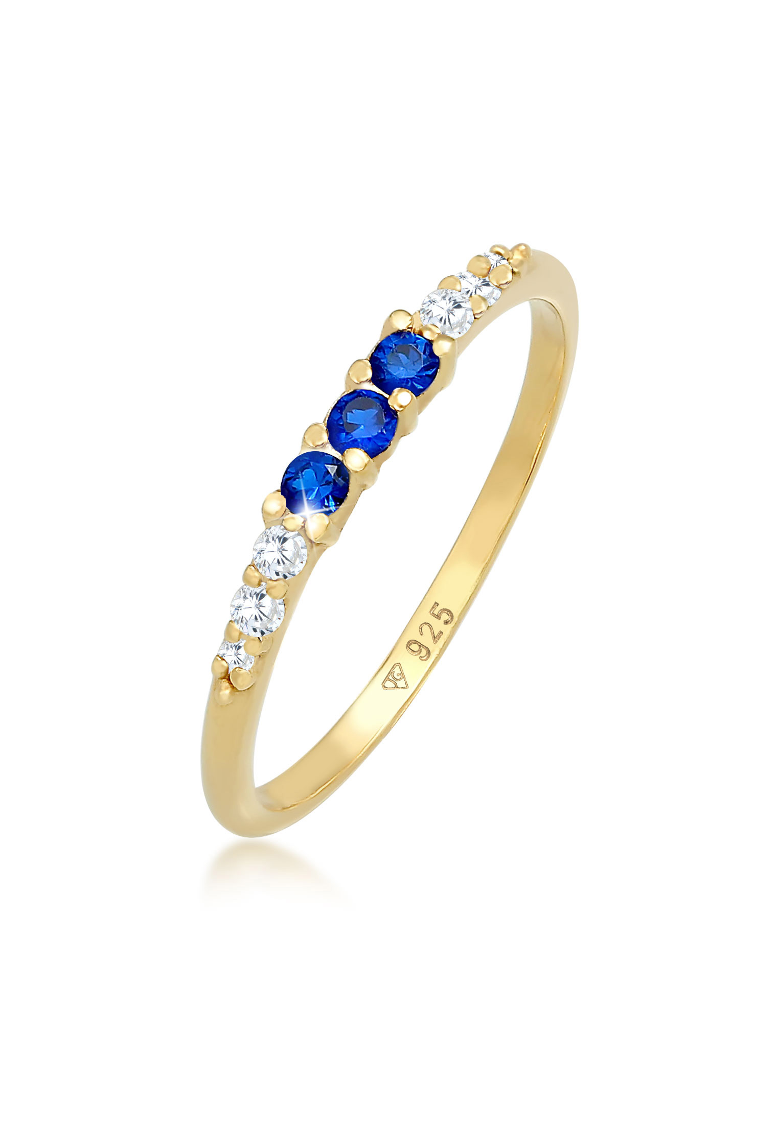 ELLI GERMANY 環形優雅，與立方氧化鋯晶體和合成藍寶石鍍金