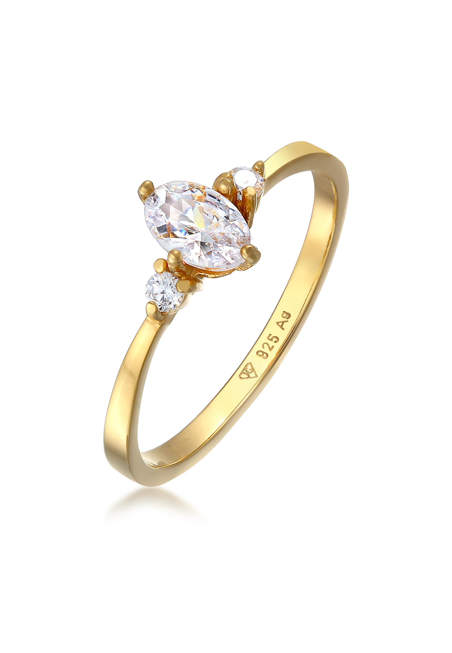 ELLI GERMANY 環訂婚戒指橢圓形鋯石晶體鍍金