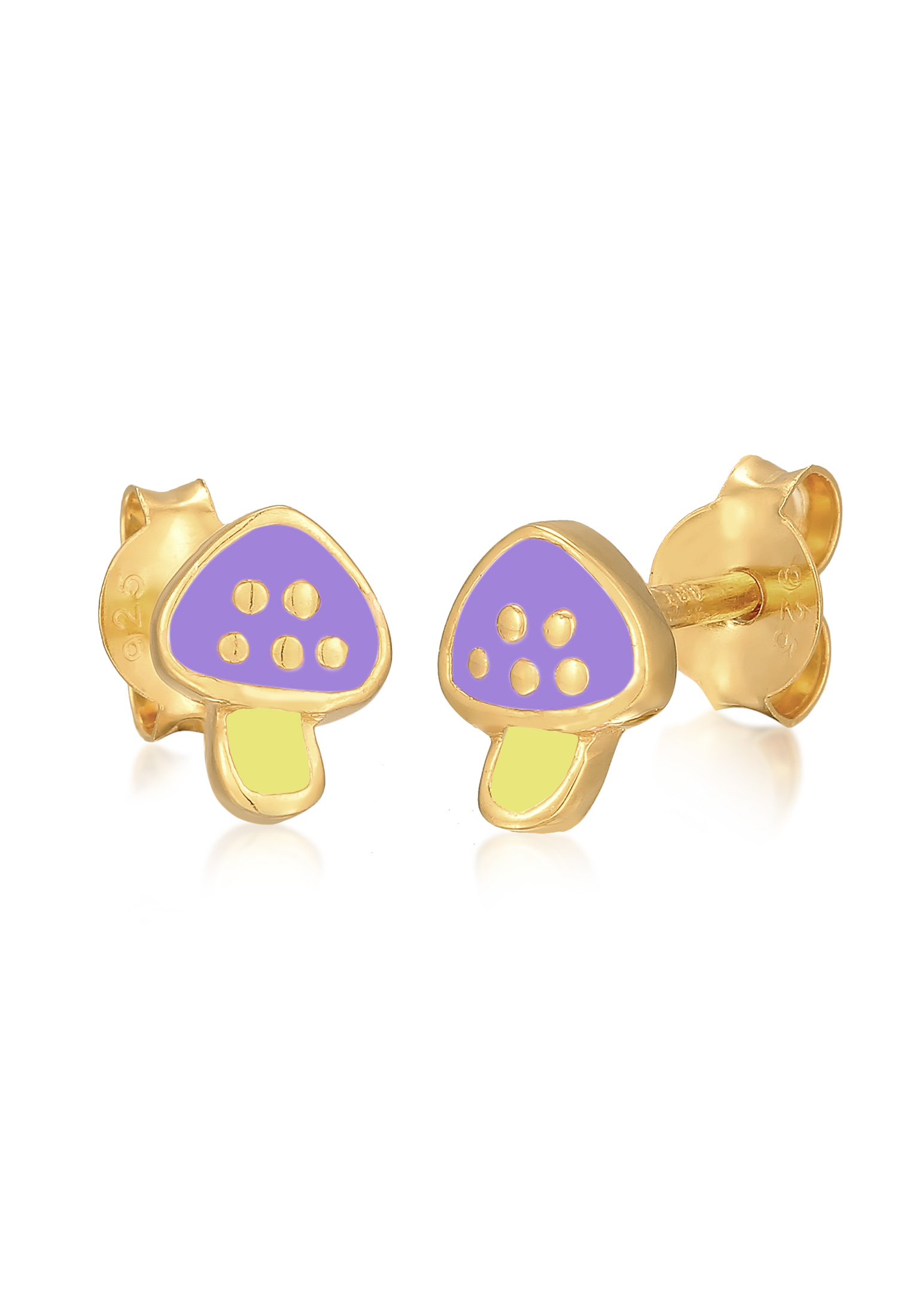 ELLI GERMANY 耳環螺柱蘑菇嬉戲的搪瓷金鍍金