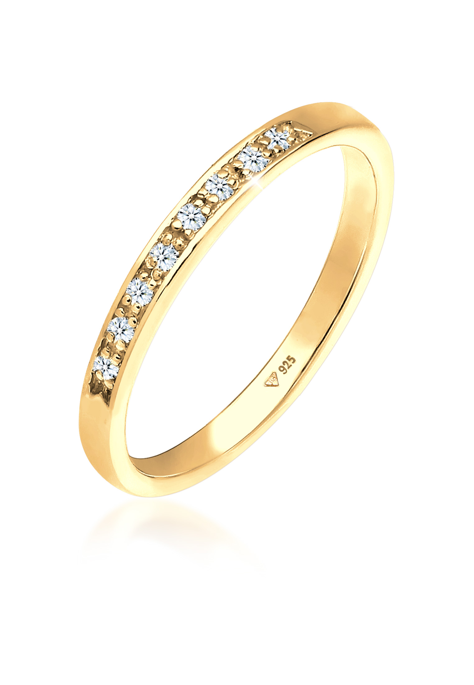 Elli Jewelry 環棒戒指閃閃發光的鑽石金鍍金