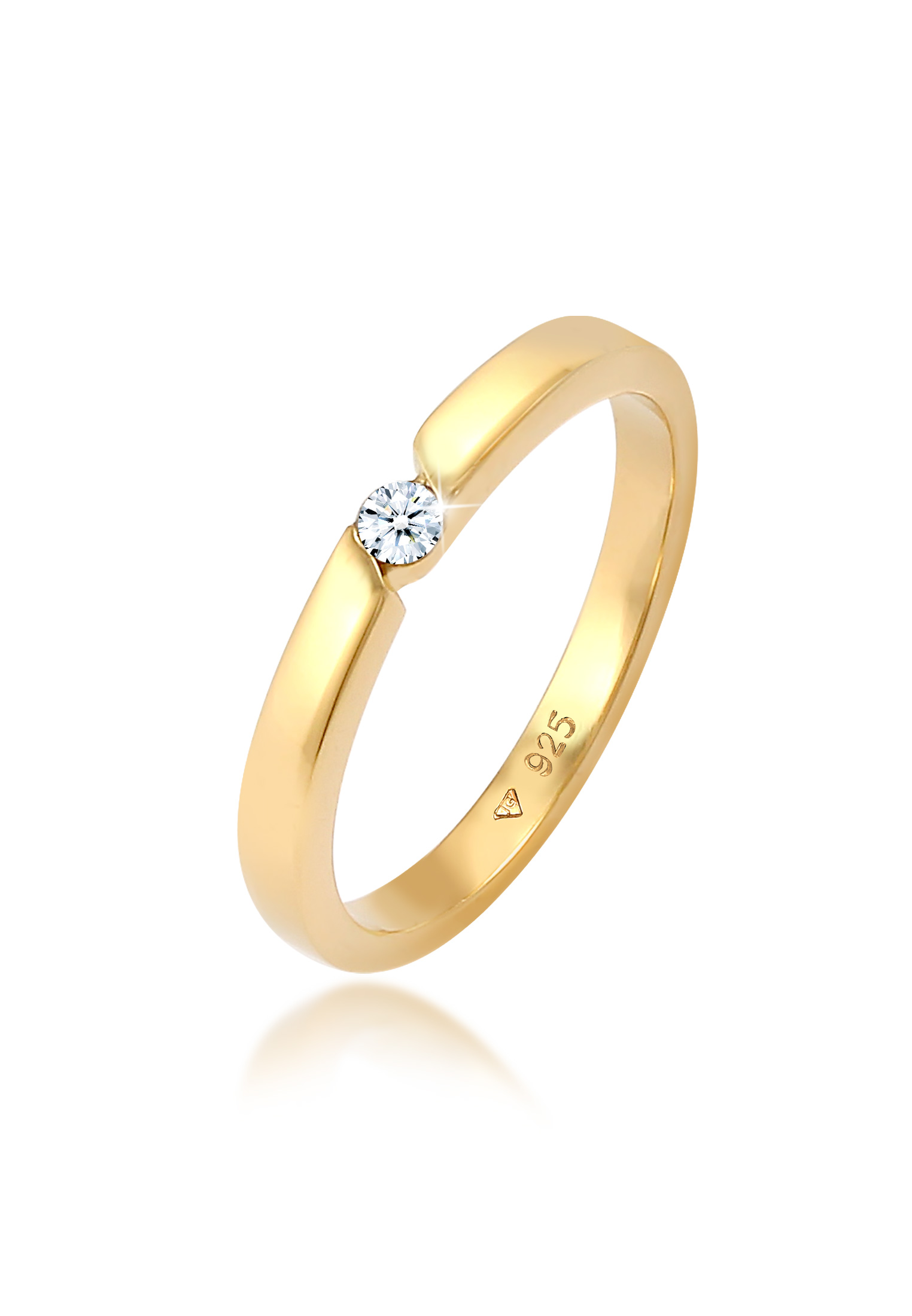 Elli Jewelry 戒指訂婚優雅的經典鑽石鍍金