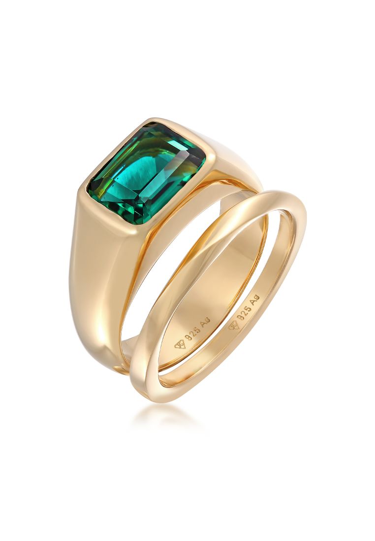 Elli Jewelry 環形標誌經典套裝2石英寶石金鍍金