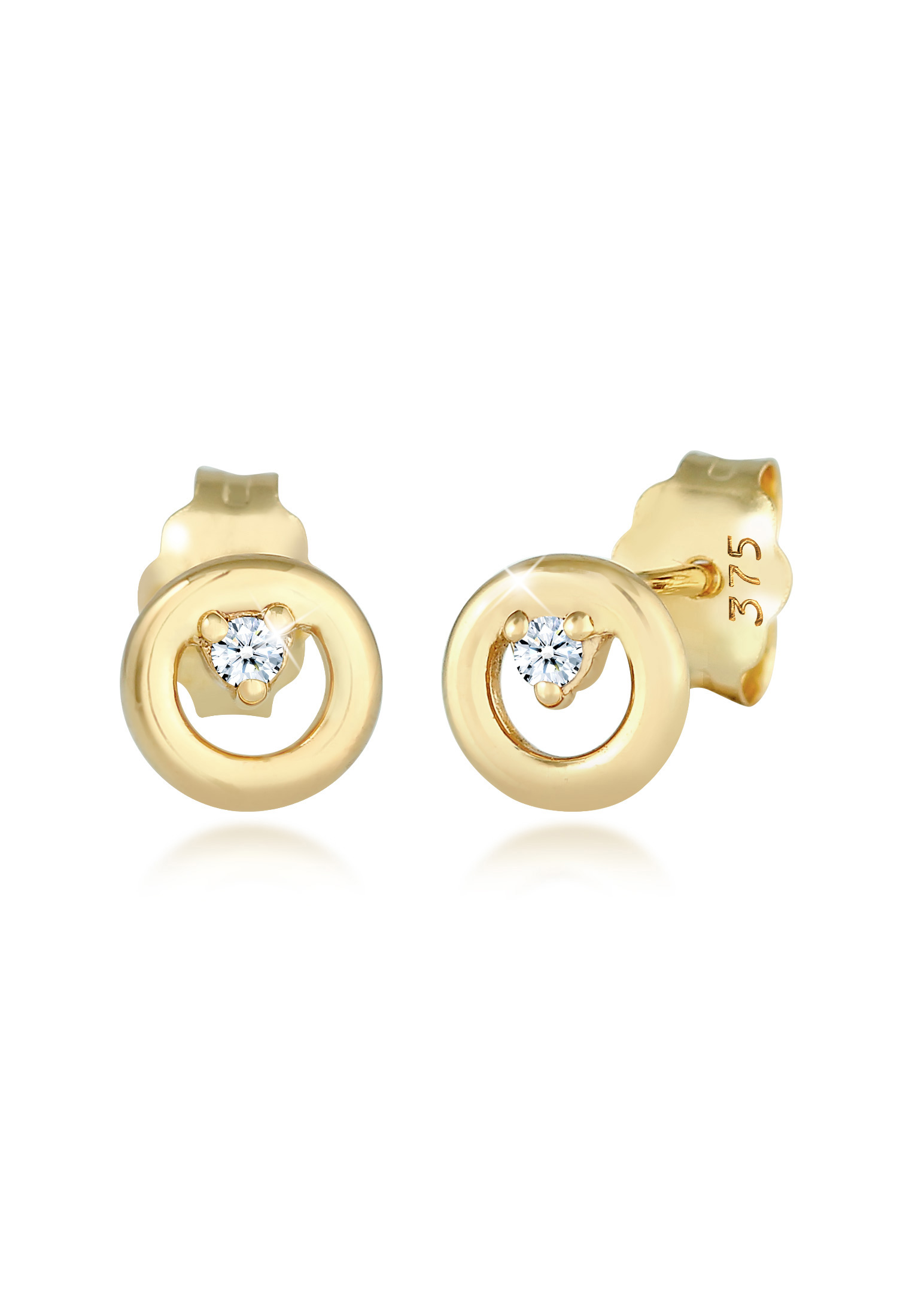 Elli Jewelry 耳環圈圓形優雅鑽石375黃金