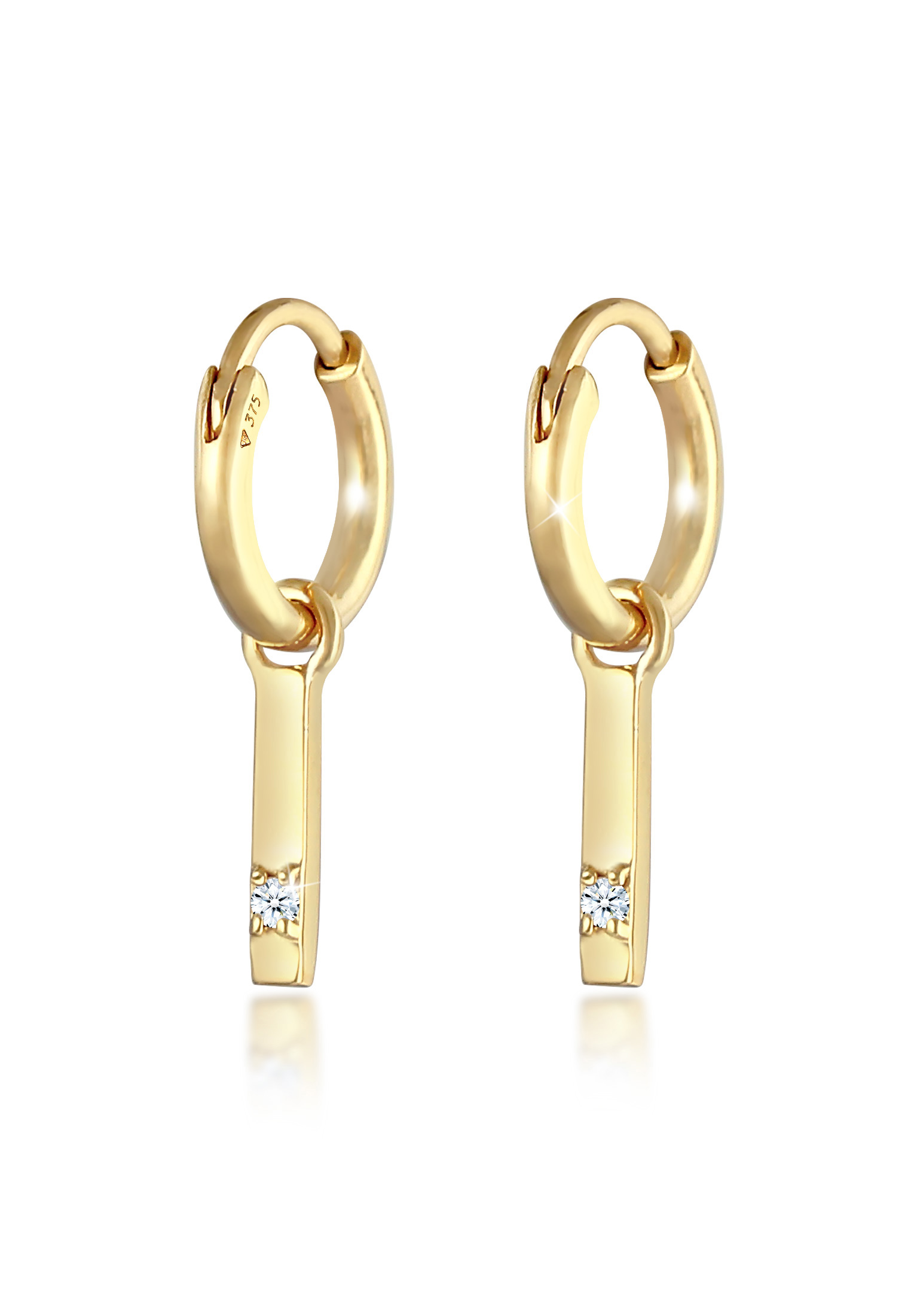 Elli Jewelry 耳環箍貧瘠優雅鑽石375黃金
