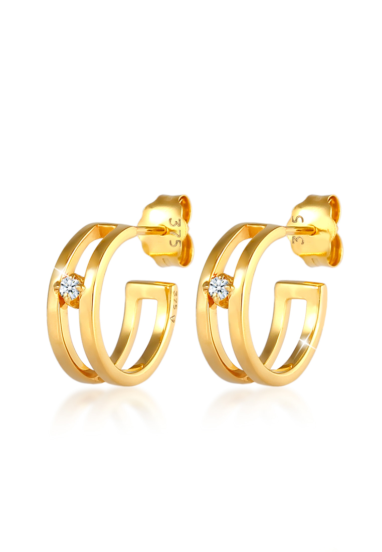 Elli Jewelry 耳環箍耳釘鑽石375黃金