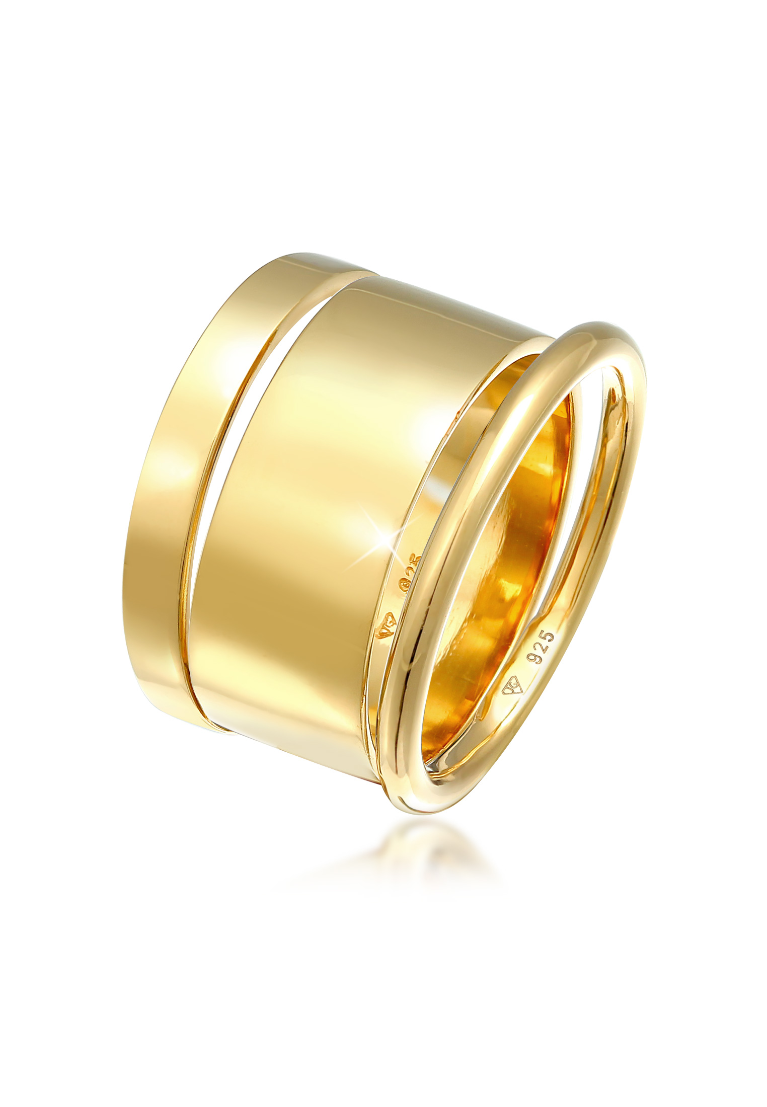 Elli Jewelry 環帶套3個寬窄的基本最小鍍金