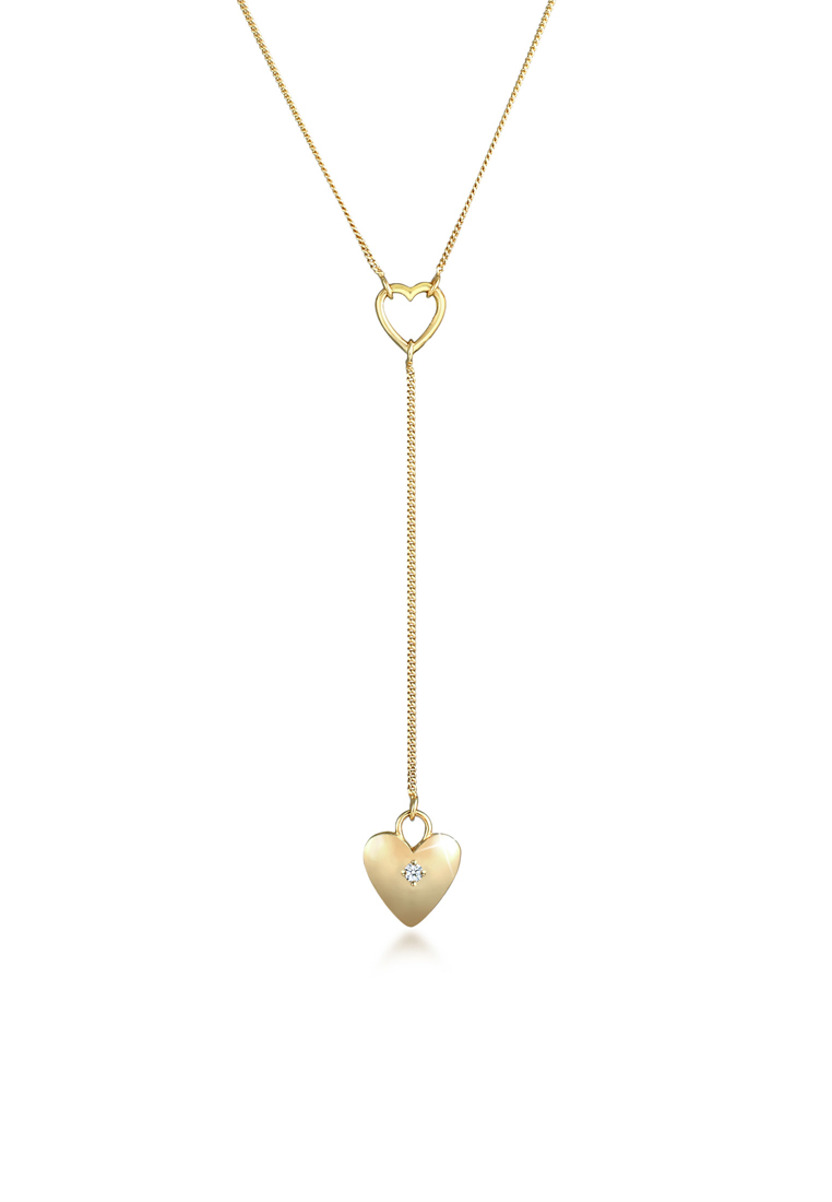 Elli Jewelry 項鍊Y型鏈心浪漫愛鑽石鍍金