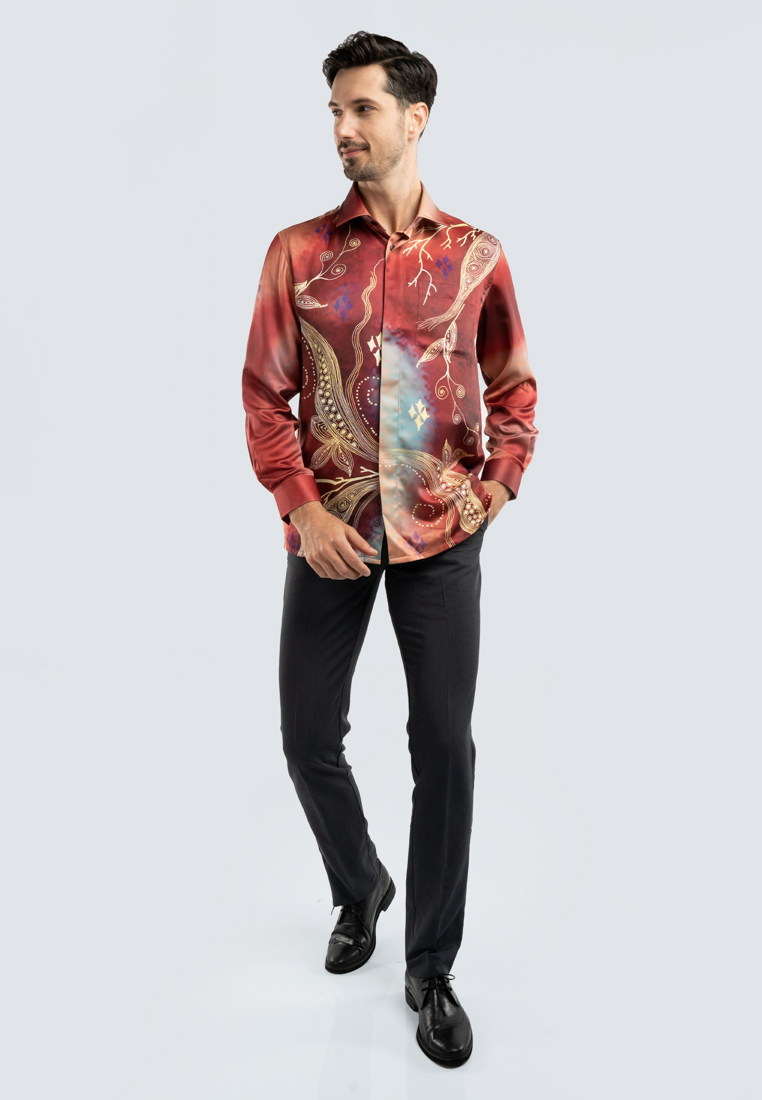 Emmer Zecna - Men’s 100% Polyester Batik Regular Fit Long Sleeve 8817N-2208