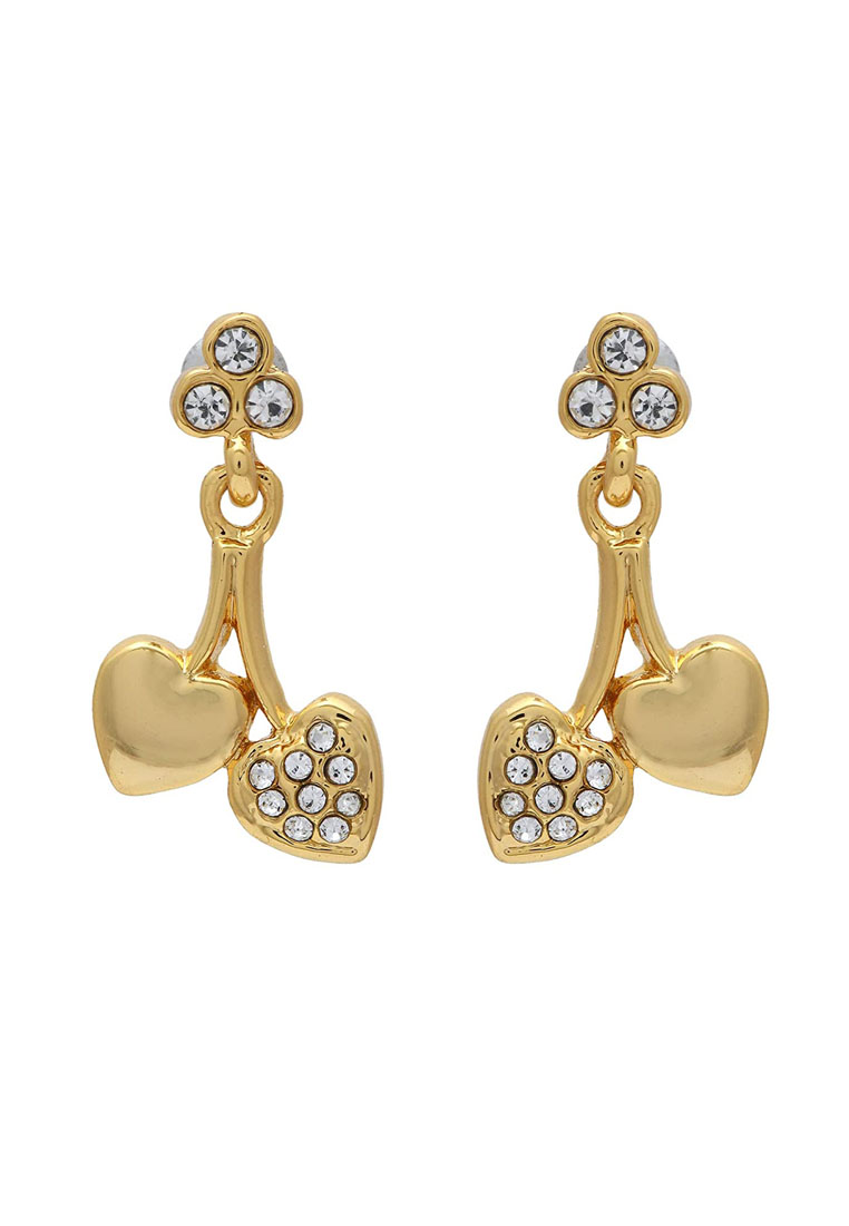 estele Estele Gold Plated Cherry Hearts Drop Earrings for Women