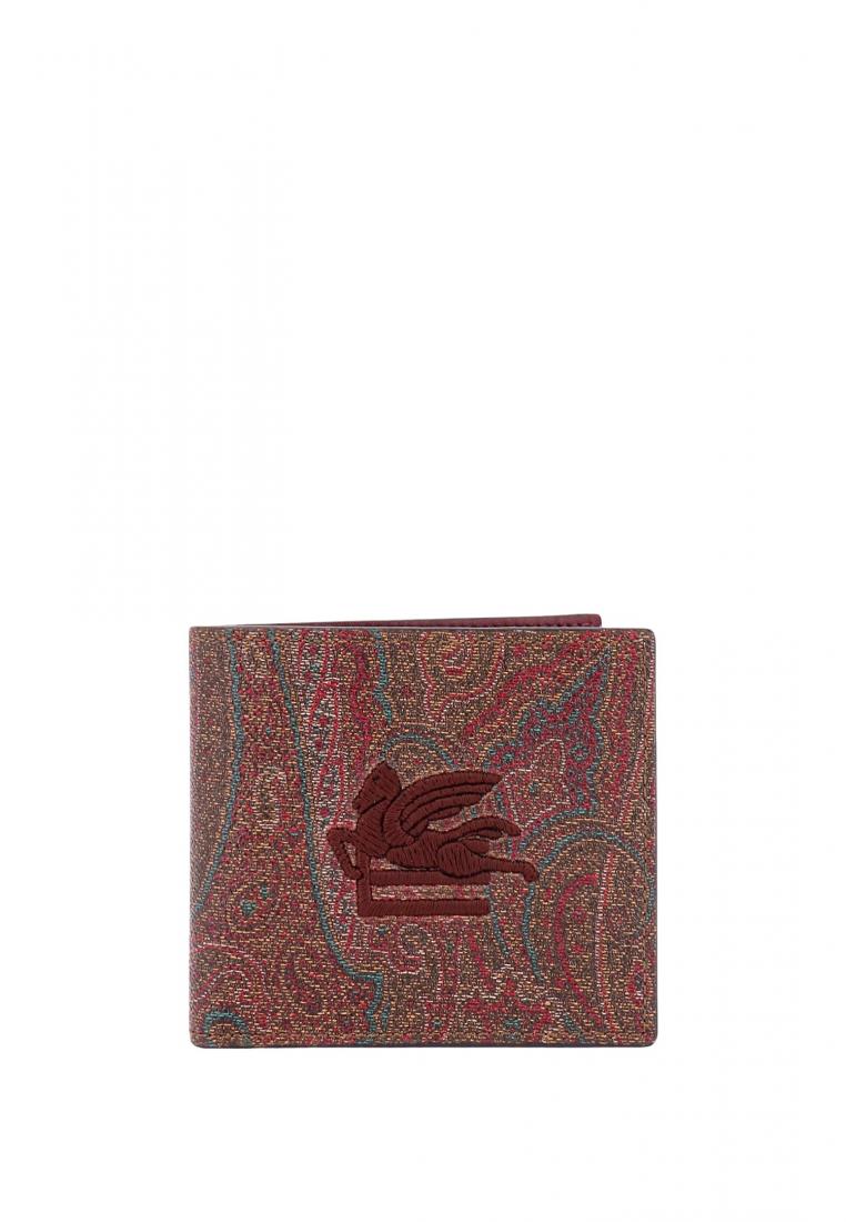 Etro Coated canvas wallet with Paisley motif - ETRO - Brown