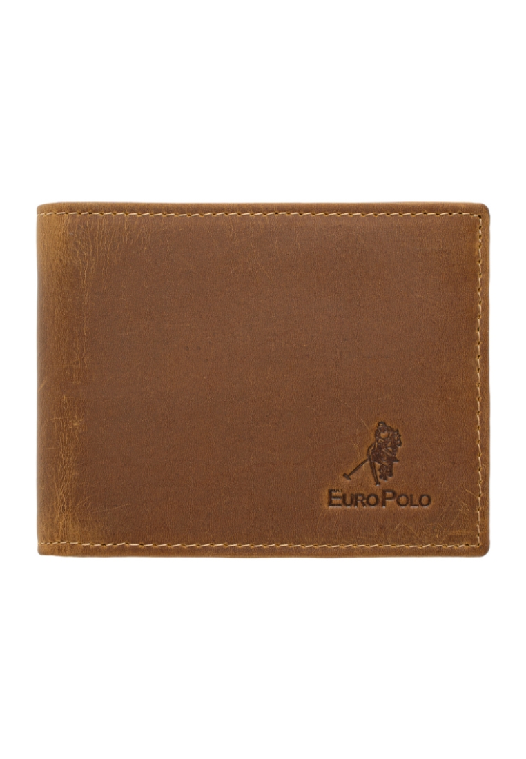 Euro Polo Jack Studio Crazy Horse Leather Flip ID Coin Bifold Wallet EWB 40357