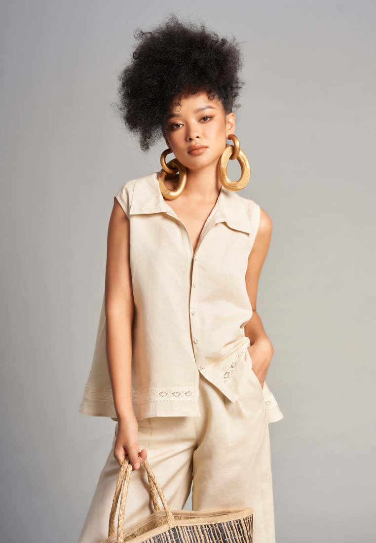 F2 - Fashion and Freedom Beige Linen Shirt