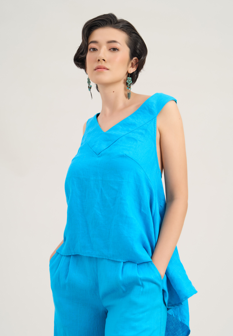F2 - Fashion and Freedom Blue Linen Top