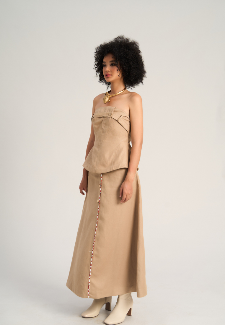 F2 - Fashion and Freedom Beige Linen Skirt