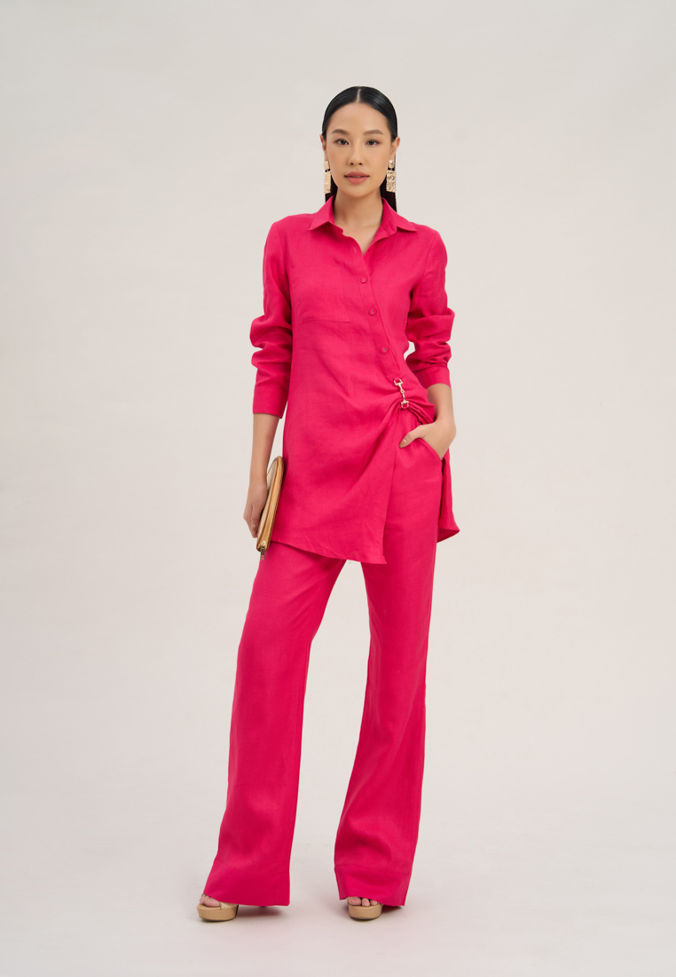 F2 - Fashion and Freedom Fluorescent Pink Linen Trousers
