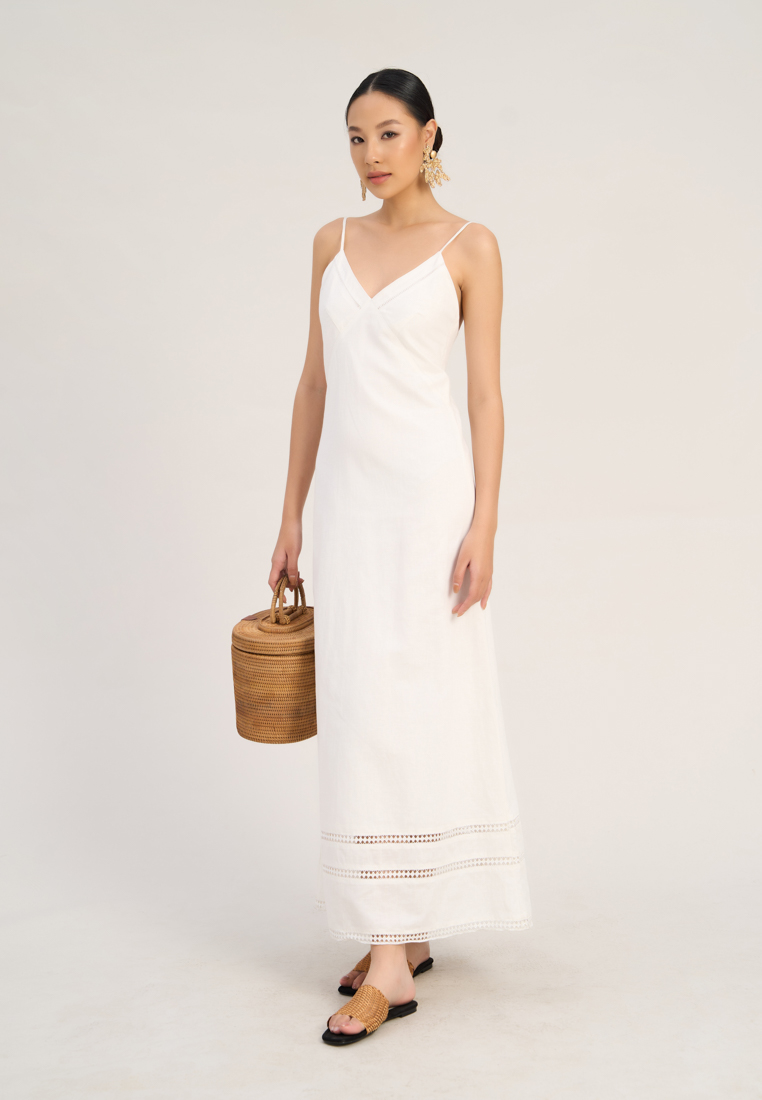 F2 - Fashion and Freedom White Linen Maxi Dress