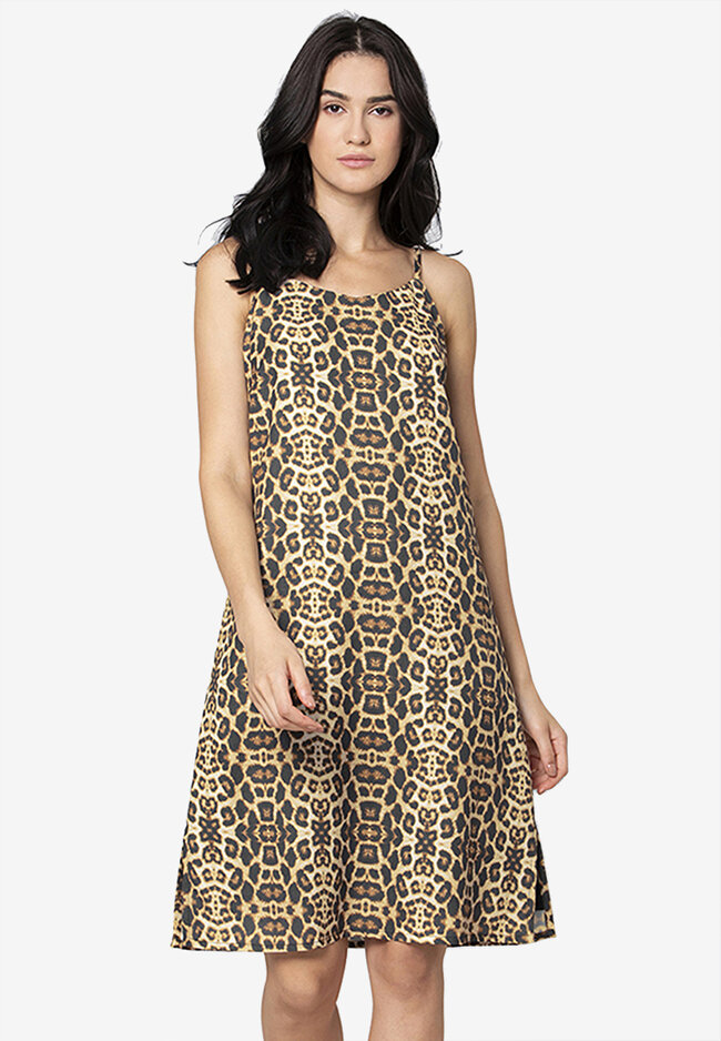 FabAlley Leopard Print Strappy Slip Dress