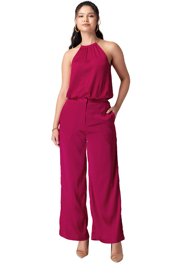 FabAlley Hot Pink Halter Top And Pants Co-ord Set