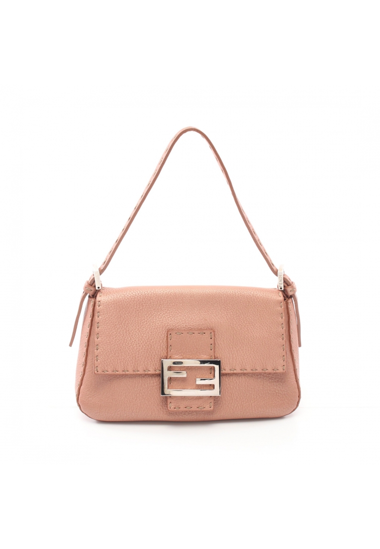 二奢 Pre-loved FENDI mamma bucket Selleria Handbag leather pink beige metallic