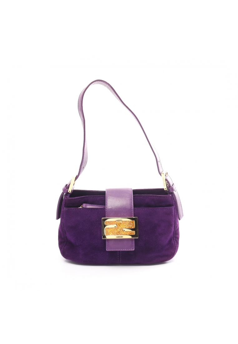 FENDI 二奢 Pre-loved Fendi Zucca Handbag suede leather purple