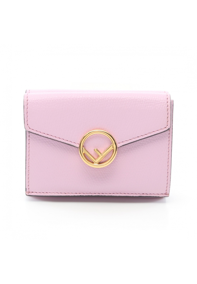 二奢 Pre-loved Fendi F Is trifold wallet compact wallet leather Light pink