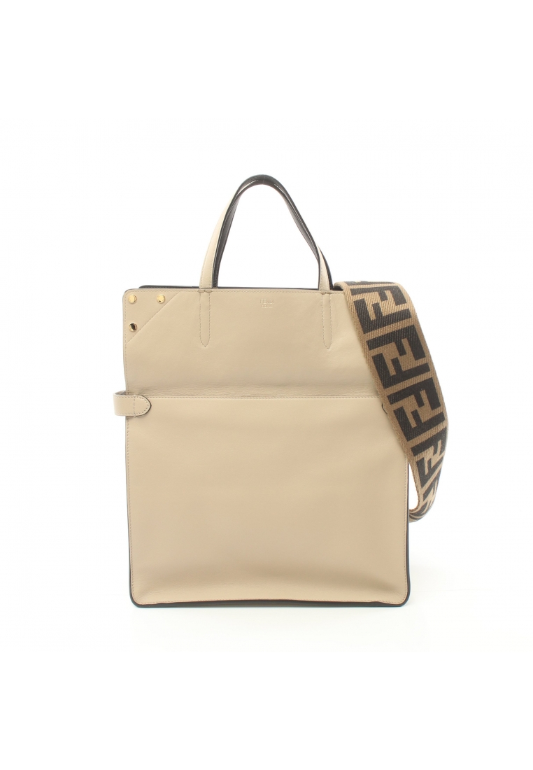 二奢 Pre-loved Fendi flip Large Handbag tote bag leather beige Navy black 2WAY