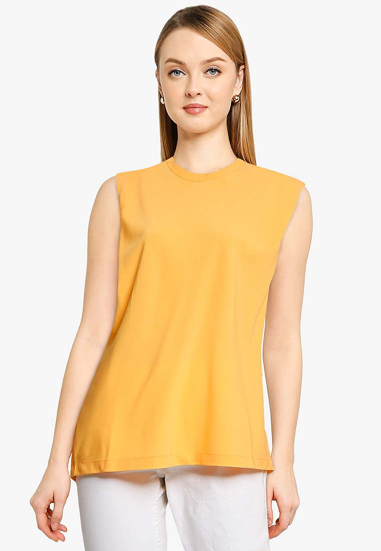French Connection Shoulder Pad Crepe Tank Top