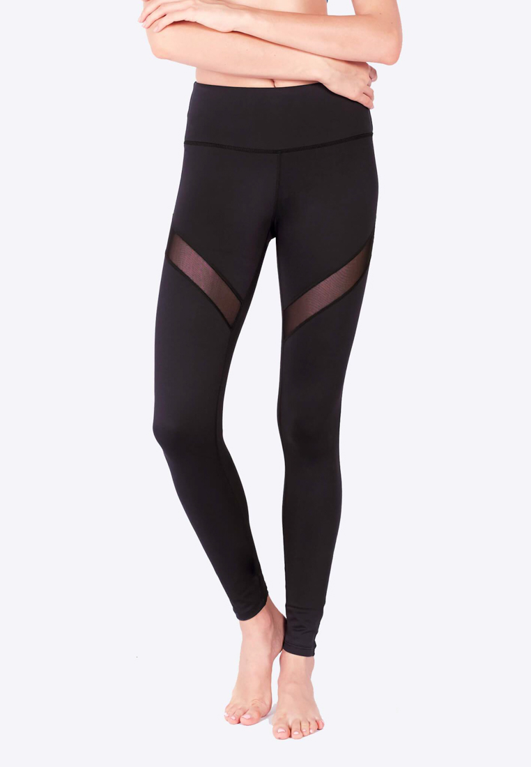 FUNFIT LIMITLESS Striped Mesh Leggings (with Keeperband) in Black (XS - 3XL)