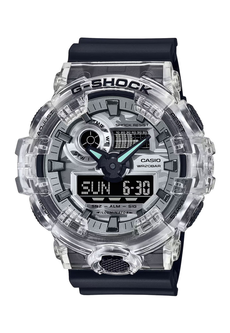 G-SHOCK Casio G-Shock Men's Analog Digital Watch GA-700SKC-1A GA700SKC-1A Skc Semi-Transparent Black Resin Band Sports Watch