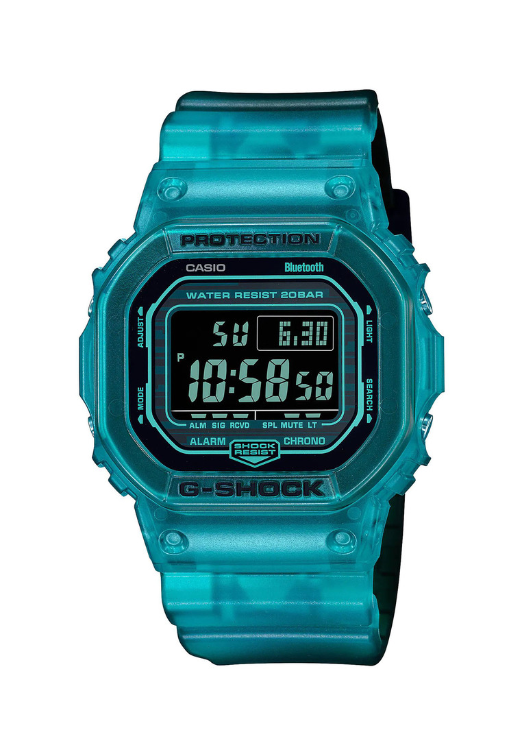 Casio G-Shock Men's Digital Watch Bluetooth® Translucent Gradated Cyan Resin Band Watch DWB5600G-2D DW-B5600G-2D DW-B5600G-2