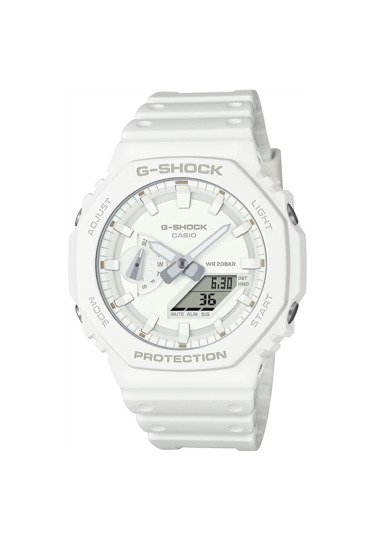 Casio G-Shock Tone-on-Tone Men's Analog-Digital Watch GA-2100-7A7 White Resin Strap